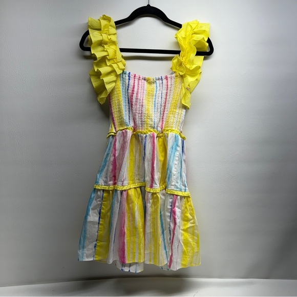 ALDEN ADAIR MULTICOLOR RUFFLE SLEEVES MINI DRESS SIZE S - Picture 2 of 11